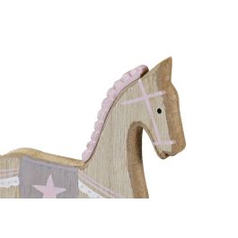 DKD Home Decor Decoración Navidad Fantasía Caballo de Madera Rosa 5x16x19 cm (12 Unidades)