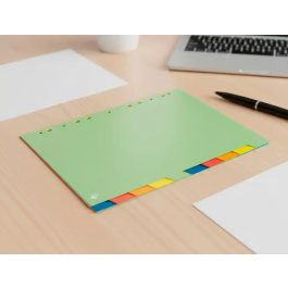 Liderpapel Juego de 10 Separadores A4 Multitaladro Polipropileno 500 Micras Resistente Organiza Documentos