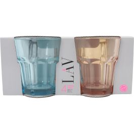 LAV Set 4 Vasos 305cc Aras Color 8.5 x 10 x 8.5 cm (6 Cajas)
