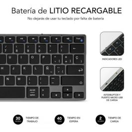 SUBBLIM Teclado Wireless Bluetooth Aluminio Advance Compact Grey