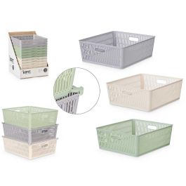 Caja Soporte Extensible Grande Kipit 38x33x12 cm, Plastico, Colores Beige/Gris/Verde, 12L (12 Unidades) Precio: 51.49999943. SKU: B1GB2PPHFS