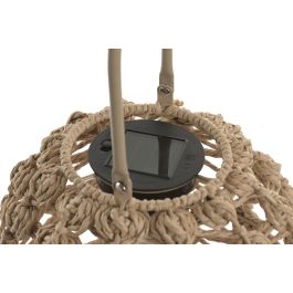 DKD Home Decor Lámpara Solar Terraza y Jardín Marrón Claro Fibra Metal 26 x 32 x 26 cm Set de 3 (2 Unidades)