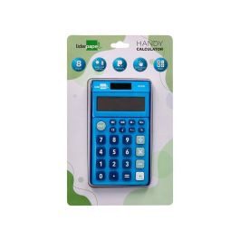 Calculadora Liderpapel Bolsillo Xf09 8 Digitos Solar Y Pilas Color Azul 115x65x8 mm