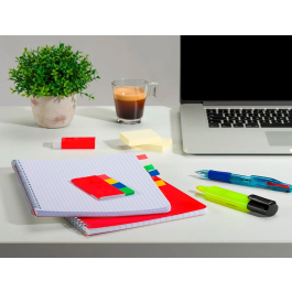 Q-connect Bolígrafo 4 en 1 Retráctil con 4 Colores y Sujeción de Caucho, Tinta Azul