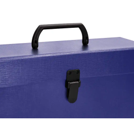 Liderpapel Maletín con Fuelle y Asa, Cartón Forrado, 19 Departamentos, 255x390x120 mm, Color Azul