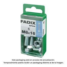 Fadix Tornillo Métrico de Cabeza Hexagonal y Tuerca Cincada M8x16mm - Caja de 4 Unidades