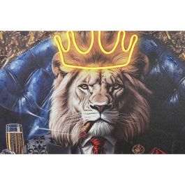 Cuadro Home ESPRIT Azul Negro Leopardo León Loft 100 x 4 x 100 cm (2 Unidades)