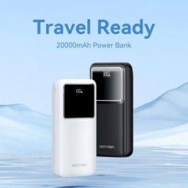 Vention FHLW0 Powerbank 20000mAh 22.5W Carga Rápida, Pantalla Digital, 3 Puertos USB-C USB-A Micro-USB, Blanco, Apto Viaje Avión