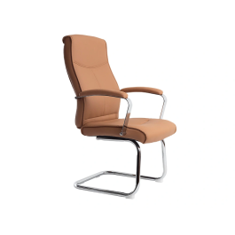 Q-connect Silla de Escritorio Modelo Ena Simil Piel Base Metálica Crema [530x800x520 mm]