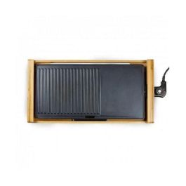 Domo DO8311TP Plancha Eléctrica 2200W 60x35cm Antiadherente Placa Aluminio Extraíble Termostato Ajustable Estilo Bambú