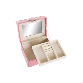 DKD Home Decor Joyero Glam Rosa de PU y MDF, Medidas 17 x 10 x 23 cm
