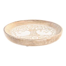 Bandeja Vaciabolsillos Indio DKD Home Decor Natural Blanco 20.5 x 2.5 x 20.5 cm (2 Unidades)