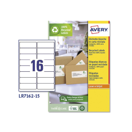 Avery Etiquetas Adhesivas Blancas Permanentes Recicladas 100% Láser 99,1x33,9 mm Caja 240 Unidades