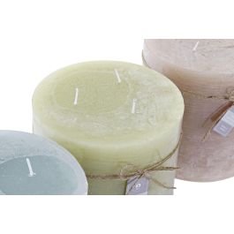 DKD Home Decor Vela Básicos Cera Cúbica 15x15x15 cm Marrón y Verde (6 Unidades) con 120 Horas Duración