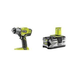 Ryobi One + Llave de impacto 18 V, 400 Nm de par, 3 velocidades, iluminación LED triple, fijación cuadrada, adaptador hexagonal 1/4"
