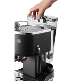 Delonghi ECOV 310.BK Cafetera Espresso Classic Icona Vintage - Negro Mate / Chocolate - 1100W, 15 Bares, Depósito 1.4L