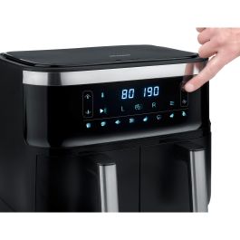 Severin FR 2453 Freidora de Aire Caliente Doble 3.25L con 1.3kg Capacidad y Temperatura de 80°C a 200°C, Negro/Plata
