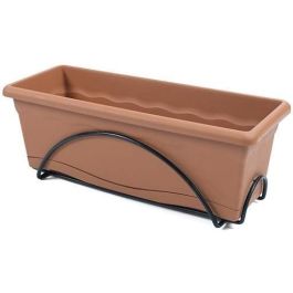 Jardinera con plato integrado 50x20cm + soporte metalico. color terracota Precio: 17.6538996491. SKU: S7907619