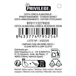 Inde Cesta Cónica de Seagrass para Almacenamiento, 30 cm