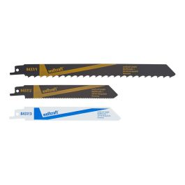 Wolfcraft 8437000 Hojas de sierra de sable, pack 3 uds para madera, plástico, chapa, metal, incluye hojas CV y HSS