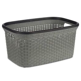 Cesta Plastico Rattan Ropa 36L Gris Kipit 36X25CM (12 Unidades) Cesta Plastico Rattan Ropa 36L Gris Kipit 36X25CM (12 Unidades)