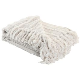 DKD Home Decor 2c25 Manta de Sofá de Punto Poliéster Chenilla Crudo 170x130 cm, 360 gsm (Paquete de 2)
