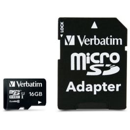 Verbatim MicroSDHC 16GB Clase 10 Tarjeta de Memoria de Alta Velocidad para Smartphones, GPS y Cámaras con Adaptador SD