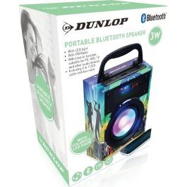 DUNLOP Altavoz Bluetooth de 3W con Luz LED y Radio FM, Mini Altavoz Portátil Inalámbrico