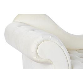 DKD Home Decor Chaiselongue Glam Poliester Rubberwood Desmontable Crema Natural Largo 55 x Alto 77 x Ancho 119 cm Asiento 43 cm