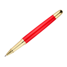 Belius Passion D'or Bolígrafo Rojo y Dorado Aluminio Textura Cepillada Tinta Azul Caja Diseño