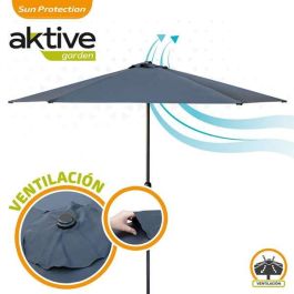 Parasol terraza 300 cm con chimenea y mástil de aluminio 3,8 cm color antracita Parasol terraza 300 cm con chimenea y mástil de aluminio 3,8 cm color antracita