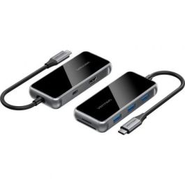Vention TFMHB Docking Station USB-C con HDMI, 3x USB 3.0, USB-C Power Delivery 100W, Lector Tarjetas SD/MicroSD, Gris