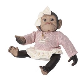 Rosa Toys 3340 Mono Reborn Bené de Vinilo 35 cm con Jersey Rosa, Falda de Tul y Lazo