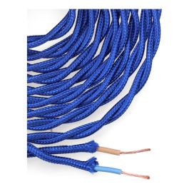 Edm H03VV-F 2 x 0,75 mm² Cable Textil Trenzado Azul, 5 m