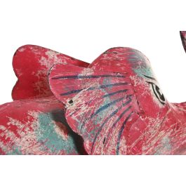 DKD Home Decor Decoración de Elefante Indio Fucsia Azul Metal 12 x 40 x 40 cm (2 Unidades)