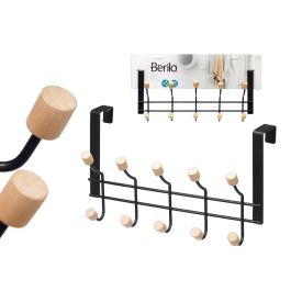 Percha 10 Pomos Puerta Negra Berilo 40x17.5x12.5 cm - Metal y Madera (6 Unidades) Precio: 30.50000052. SKU: B1CFTXCCVY