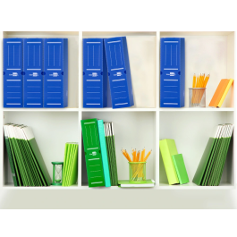 Liderpapel Caja archivo definitivo plástico azul 360x100x260 mm