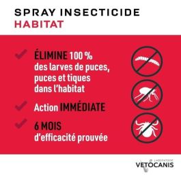 Vetocanis Spray Antipulgas y Antiacaros para Hogar 500ml - Elimina Pulgas, Garrapatas, Mosquitos Gatos y Perros Hasta 6 Meses