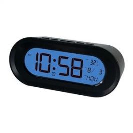 Reloj Despertador Negro Con Termómetro Y Calendario Pantalla 11Cm ELBE RD-700-N