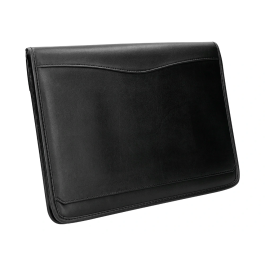 Q-connect Carpeta Portafolios con Cremallera, Calculadora y Bolsa para Móvil, Plástico tacto Piel, 260x355 mm, Negro