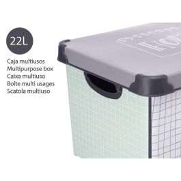 Kipit Caja Plástico Home 22L con Asa Gris 29 x 23.5 x 39 cm (Set de 12)