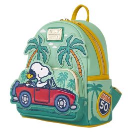 Loungefly Mochila Snoopy Road Trip Peanuts 26cm Piel sintética, Tirantes ajustables, Bolsillo frontal con cremallera, Bolsillos laterales