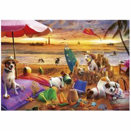 Educa EDU1747759383597 Puzzle Perros jugando en la playa, 1000 piezas, 68 x 48 cm, a partir de 12 años