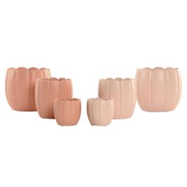 DKD Home Decor Macetero Shabby Rosa Palo Terracota Cemento Set de 3 (2 Unidades) 15 x 13 x 15 cm