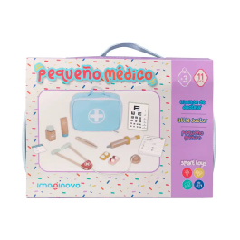 Imaginovo Maletín de Médico Infantil de Madera +3 años, 11 Piezas, Dimensiones 24.5x18x10 cm