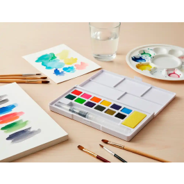 Liderpapel Acuarela 12 Colores con Pincel de Agua Rellenable Estuche de Plástico