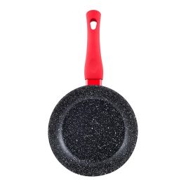 San Ignacio Sartén de Aluminio Forjado Inducción Ø18 cm, Antiadherente Marmolado, Mango Rojo Tacto Suave, Negro