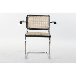 DKD Home Decor Silla Horeca Vintage Fuyang Negro Natural Ratan Acero Galvanizado Olmo 62 x 79 x 65.5 cm (4 Unidades)