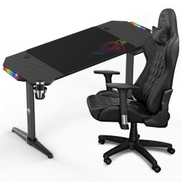Mesa de Escritorio Spirit of Gamer Headquarter 800 Negro Madera MDF 140 x 60 cm