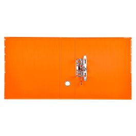 Archivador De Palanca Liderpap El A4 Filing System Forrado Sin Rado Lomo 80 mm Naranja Con Caja Y Compresor Metalico